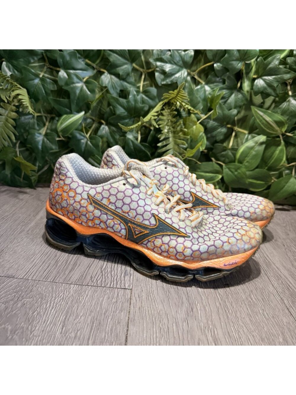 mizuno wave prophecy 3 womens sz 8 orange purple honeycomb running shoes